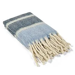 Plaid dekens - throw van wolmix - Charlotte (blauw)