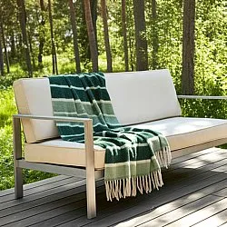 Plaid dekens - throw van wolmix - Charlotte (groen)