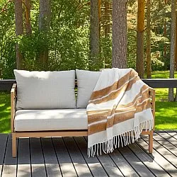 Plaid dekens - throw van wolmix - Charlotte (geel)