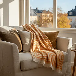 Dekens - Wollenmix plaid - Melody (beige/oranje)