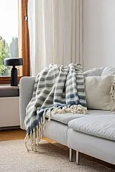 Plaid dekens - throw van wolmix - Monica (blauw)