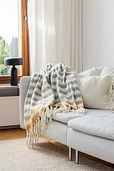 Plaid dekens - throw van wolmix - Monica (geel)