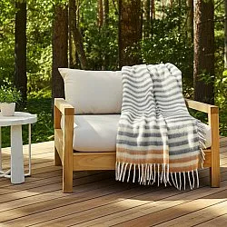 Plaid dekens - throw van wolmix - Monica (geel)