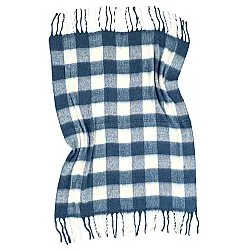 Plaid dekens - throw van wolmix - Phoebe (blauw)