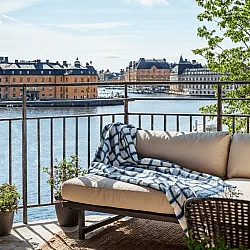 Plaid dekens - throw van wolmix - Rachel (blauw)