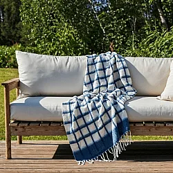 Plaid dekens - throw van wolmix - Rachel (blauw)