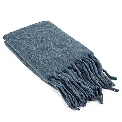 Plaid dekens - throw van wolmix - Samantha (blauw)