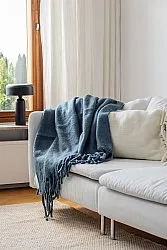 Plaid dekens - throw van wolmix - Samantha (blauw)
