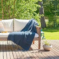 Plaid dekens - throw van wolmix - Samantha (blauw)