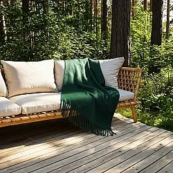 Plaid dekens - throw van wolmix - Samantha (groen)
