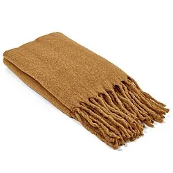 Plaid dekens - throw van wolmix - Samantha (geel)