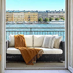Plaid dekens - throw van wolmix - Samantha (geel)