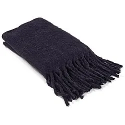 Plaid dekens - throw van wolmix - Samantha (zwart)