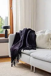 Plaid dekens - throw van wolmix - Samantha (zwart)
