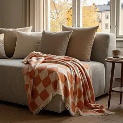 Dekens - Wollenmix plaid - Audrey Check (roze/gebroken wit)