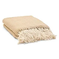 Dekens - Katoenen plaid - Denisa Fishbone (beige/wit)