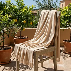 Dekens - Katoenen plaid - Martina Stripe (beige/wit)