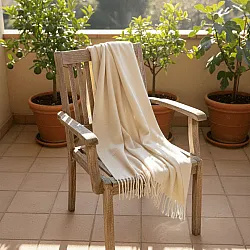 Plaid dekens - throw van wolmix - Samantha (offwhite)