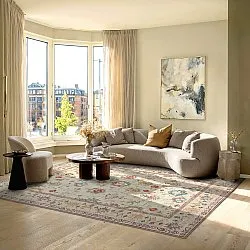 Vlakgeweven vloerkleed - Adira (grijs/roze)