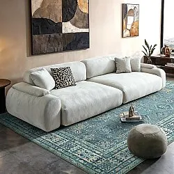 Vlakgeweven vloerkleed - Benaluna (blauw/groen)