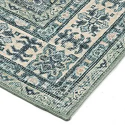 Vlakgeweven vloerkleed - Benaluna (blauw/groen)