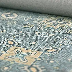 Vlakgeweven vloerkleed - Benaluna (blauw/groen)