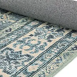 Vlakgeweven vloerkleed - Benaluna (blauw/groen)