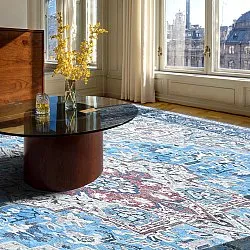 Vlakgeweven vloerkleed - Birjand (blauw)