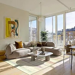 Vlakgeweven vloerkleed - Delara (beige/multi)