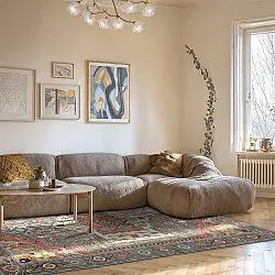 Vlakgeweven vloerkleed - Kordava (grijs/rood)