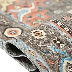 Vlakgeweven vloerkleed - Kordava (grijs/rood)