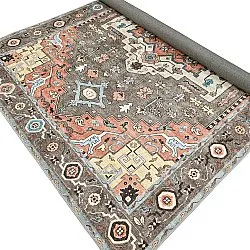 Vlakgeweven vloerkleed - Kordava (grijs/rood)