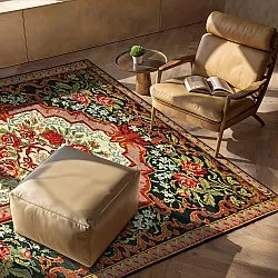 Vlakgeweven vloerkleed - Masarida (zwart/multi)