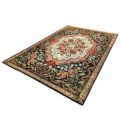 Vlakgeweven vloerkleed - Masarida (zwart/multi)