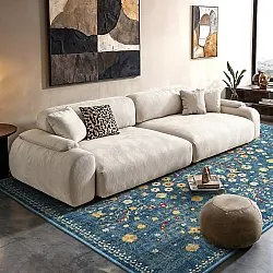 Vlakgeweven vloerkleed - Nabilar (blauw)