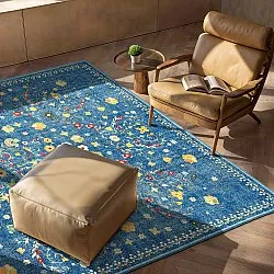 Vlakgeweven vloerkleed - Nabilar (blauw)