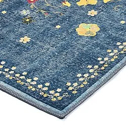 Vlakgeweven vloerkleed - Nabilar (blauw)