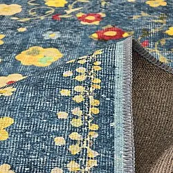 Vlakgeweven vloerkleed - Nabilar (blauw)