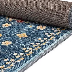 Vlakgeweven vloerkleed - Nabilar (blauw)