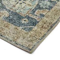 Vlakgeweven vloerkleed - Noura (blauw)