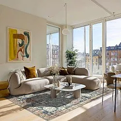 Vlakgeweven vloerkleed - Noura (donkerblauw)