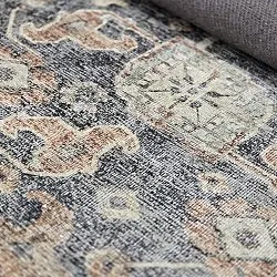 Vlakgeweven vloerkleed - Noura (donkerblauw)