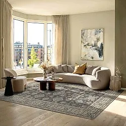 Vlakgeweven vloerkleed - Zuleina (donkergrijs)