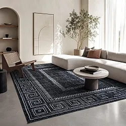 Vlakgeweven vloerkleed - Ankara Versace (zwart)