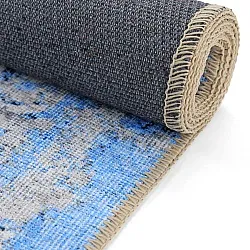 Vlakgeweven vloerkleed - Denizli (blauw)