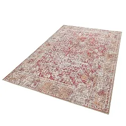 Vlakgeweven vloerkleed - Douz (rood/beige)