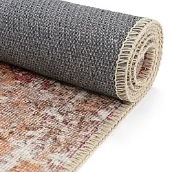 Vlakgeweven vloerkleed - Douz (rood/beige)