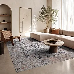 Vlakgeweven vloerkleed - Douz (zwart/beige)