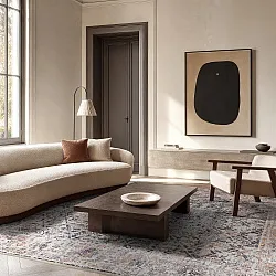 Vlakgeweven vloerkleed - Douz (zwart/beige)