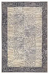 Vlakgeweven vloerkleed - Kisumu (beige/zwart)